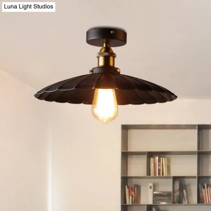 DecorBites™ DecorBites™ Sleek Black Single Dining Room Ceiling Light - Umbrella Semi Flush Mount