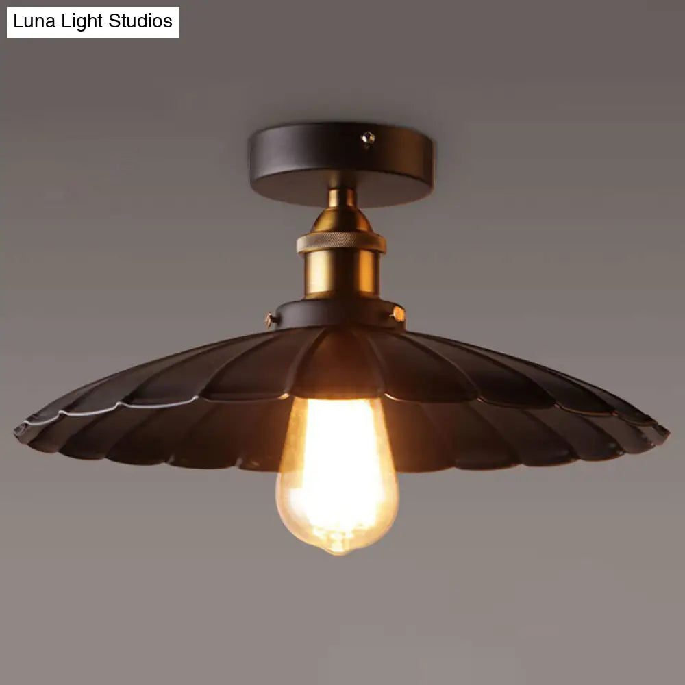 DecorBites™ DecorBites™ Sleek Black Single Dining Room Ceiling Light - Umbrella Semi Flush Mount