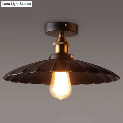 DecorBites™ DecorBites™ Sleek Black Single Dining Room Ceiling Light - Umbrella Semi Flush Mount