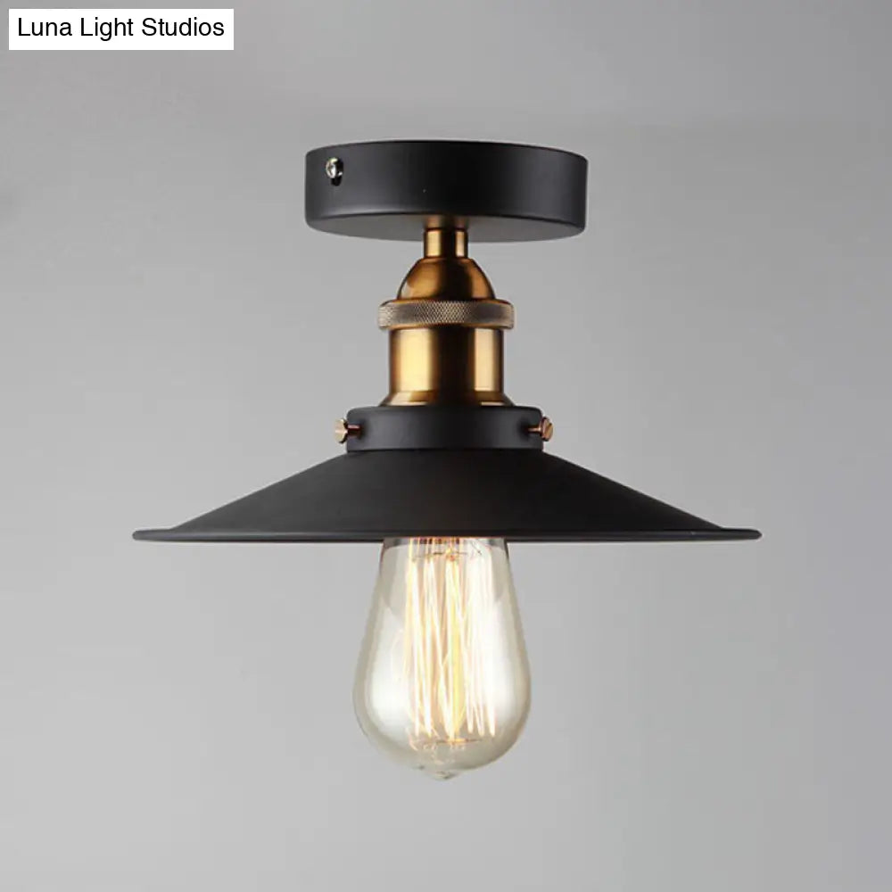 DecorBites™ DecorBites™ Sleek Black Single Dining Room Ceiling Light - Umbrella Semi Flush Mount