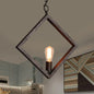 Sleek Black Suspension Light: Industrial Metal Square Frame with Bare Bulb Design – Ceiling Pendant Lamp