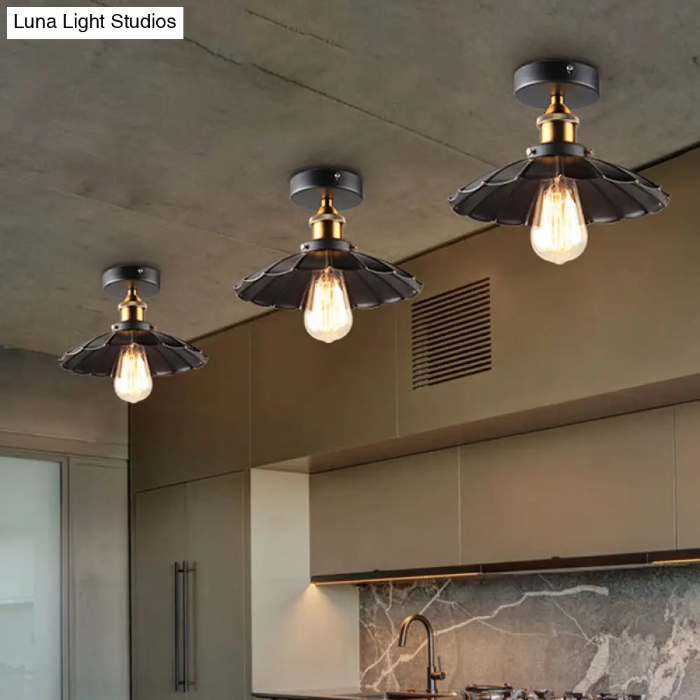 DecorBites™ DecorBites™ Sleek Black Tapered Iron Semi Mount Dining Room Ceiling Light - 1-Head