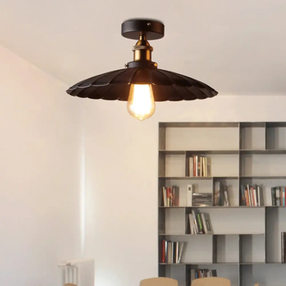 DecorBites™ DecorBites™ Sleek Black Tapered Iron Semi Mount Dining Room Ceiling Light - 1-Head