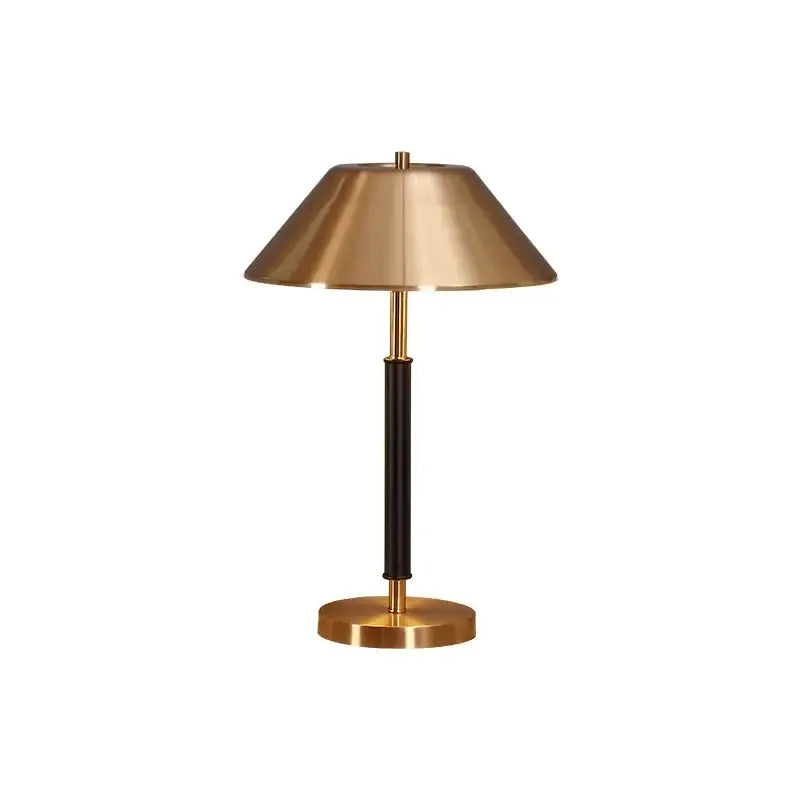 Sleek brass and black copper table lamp with conical shade ideal for bedroom and living room decorbites copper table lamp