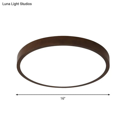 DecorBites™ DecorBites™ Sleek Brown Round Ceiling Flush Light - 12"/16"/19.5" Wide Nordic LED Wooden Flushmount in Warm/White/Natural Light