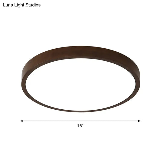 DecorBites™ DecorBites™ Sleek Brown Round Ceiling Flush Light - 12"/16"/19.5" Wide Nordic LED Wooden Flushmount in Warm/White/Natural Light