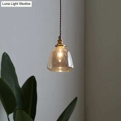 Sleek Bubbled Glass Pendant Light with Tapered Design - Perfect for Restaurants - 1-Bulb Fixture