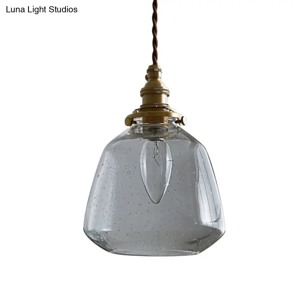 Sleek Bubbled Glass Pendant Light with Tapered Design - Perfect for Restaurants - 1-Bulb Fixture