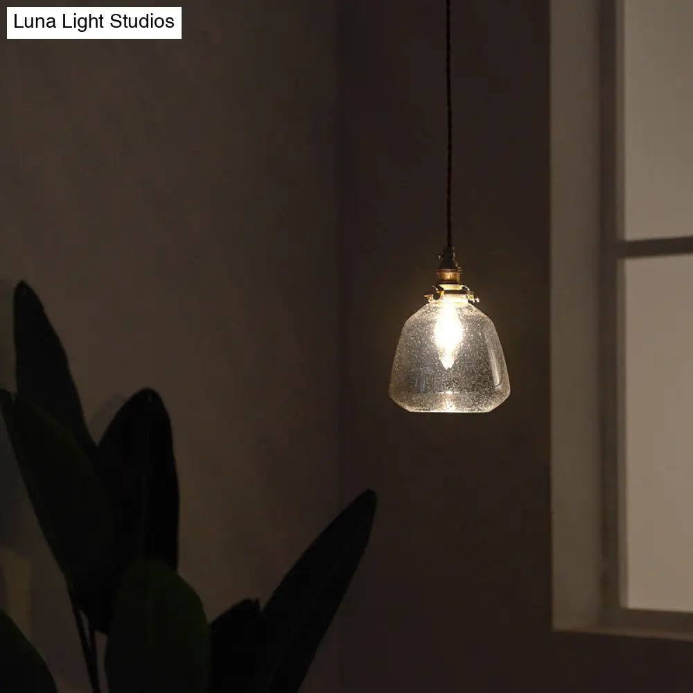 Sleek Bubbled Glass Pendant Light with Tapered Design - Perfect for Restaurants - 1-Bulb Fixture