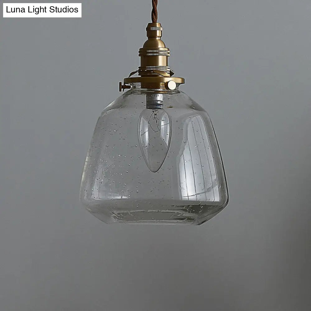 Sleek Bubbled Glass Pendant Light with Tapered Design - Perfect for Restaurants - 1-Bulb Fixture