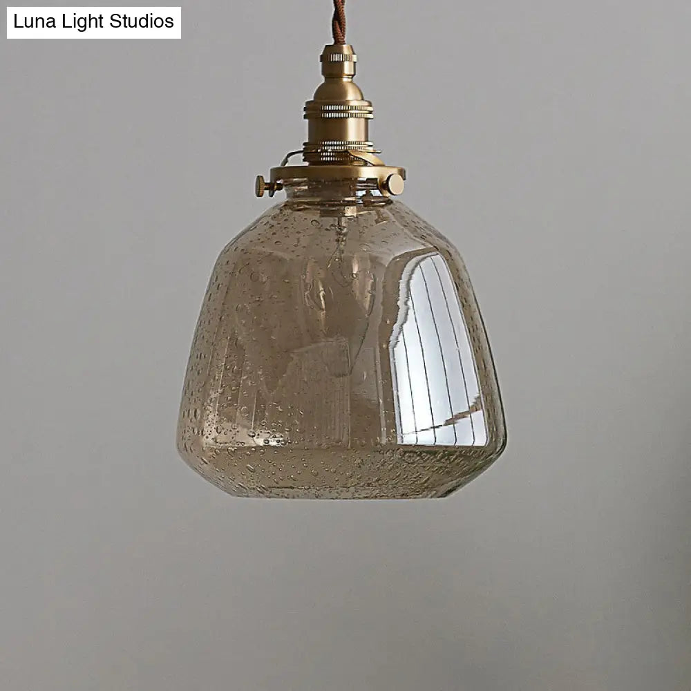 Sleek Bubbled Glass Pendant Light with Tapered Design - Perfect for Restaurants - 1-Bulb Fixture