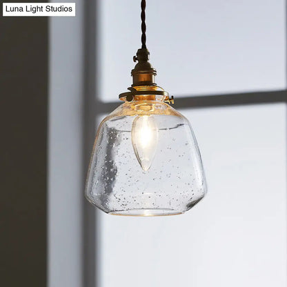 Sleek Bubbled Glass Pendant Light with Tapered Design - Perfect for Restaurants - 1-Bulb Fixture