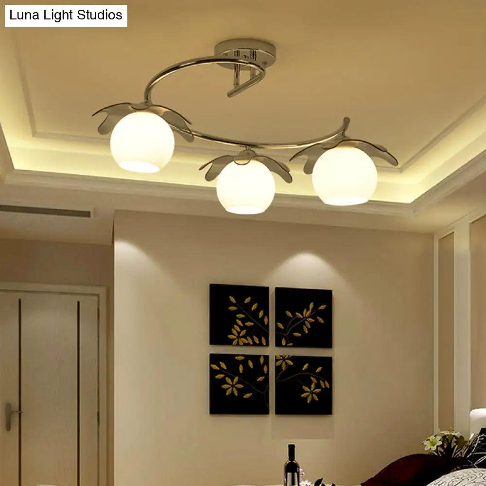 Sleek Chrome LED Ceiling Light with Globe Glass Shade - Ideal for Modern Bedrooms and Semi Flush Mounting