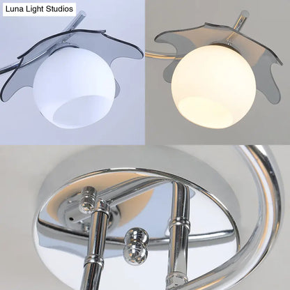 Sleek Chrome LED Ceiling Light with Globe Glass Shade - Ideal for Modern Bedrooms and Semi Flush Mounting