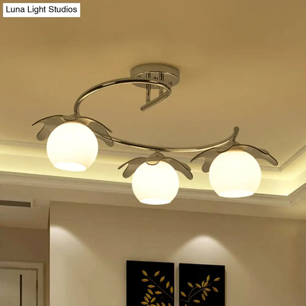 Sleek Chrome LED Ceiling Light with Globe Glass Shade - Ideal for Modern Bedrooms and Semi Flush Mounting