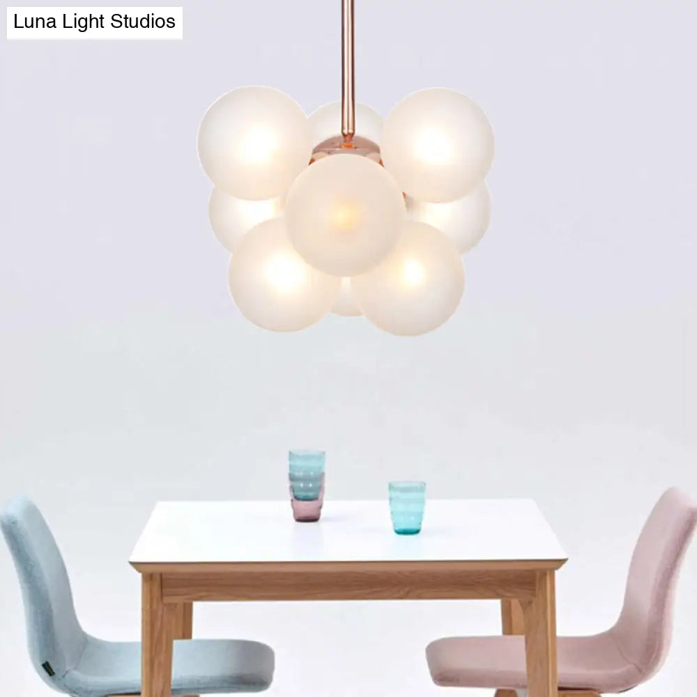 DecorBites™ DecorBites™ Sleek Copper Ceiling Mounted Globe Semi Flush Light with Minimalist White/Green/Blue Glass – 9 Lights