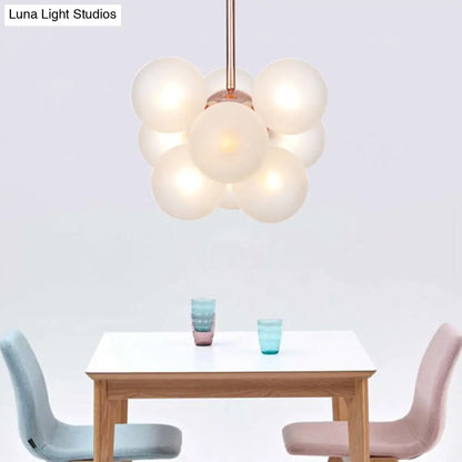 DecorBites™ DecorBites™ Sleek Copper Ceiling Mounted Globe Semi Flush Light with Minimalist White/Green/Blue Glass – 9 Lights