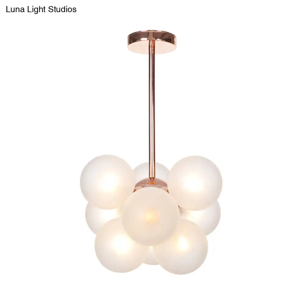 DecorBites™ DecorBites™ Sleek Copper Ceiling Mounted Globe Semi Flush Light with Minimalist White/Green/Blue Glass – 9 Lights