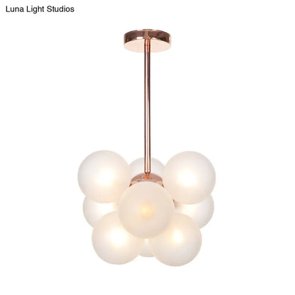 DecorBites™ DecorBites™ Sleek Copper Ceiling Mounted Globe Semi Flush Light with Minimalist White/Green/Blue Glass – 9 Lights