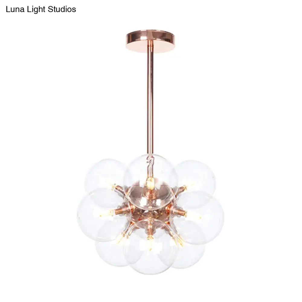 DecorBites™ DecorBites™ Sleek Copper Ceiling Mounted Globe Semi Flush Light with Minimalist White/Green/Blue Glass – 9 Lights