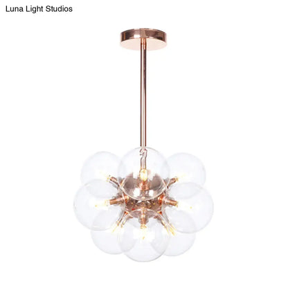 DecorBites™ DecorBites™ Sleek Copper Ceiling Mounted Globe Semi Flush Light with Minimalist White/Green/Blue Glass – 9 Lights