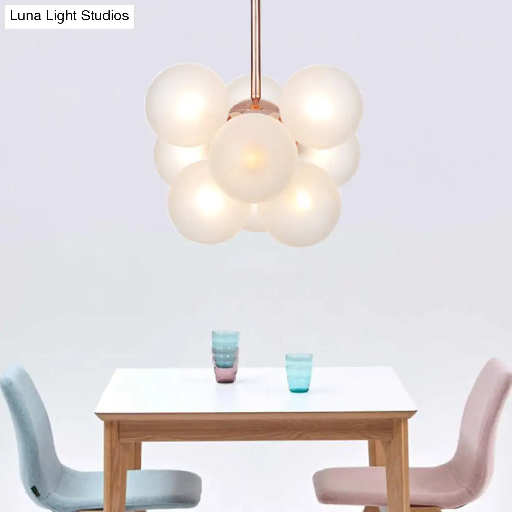 DecorBites™ DecorBites™ Sleek Copper Ceiling Mounted Globe Semi Flush Light with Minimalist White/Green/Blue Glass – 9 Lights