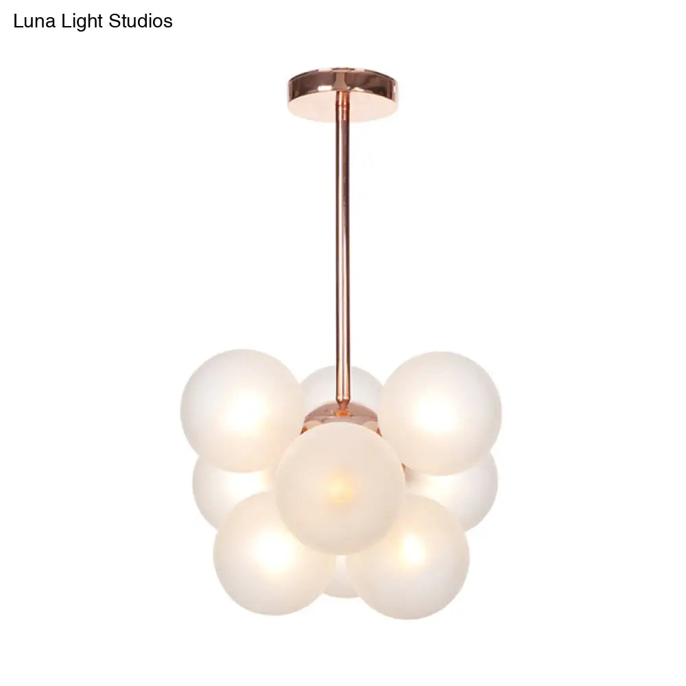 DecorBites™ DecorBites™ Sleek Copper Ceiling Mounted Globe Semi Flush Light with Minimalist White/Green/Blue Glass – 9 Lights