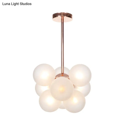 DecorBites™ DecorBites™ Sleek Copper Ceiling Mounted Globe Semi Flush Light with Minimalist White/Green/Blue Glass – 9 Lights