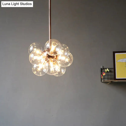 DecorBites™ DecorBites™ Sleek Copper Ceiling Mounted Globe Semi Flush Light with Minimalist White/Green/Blue Glass – 9 Lights