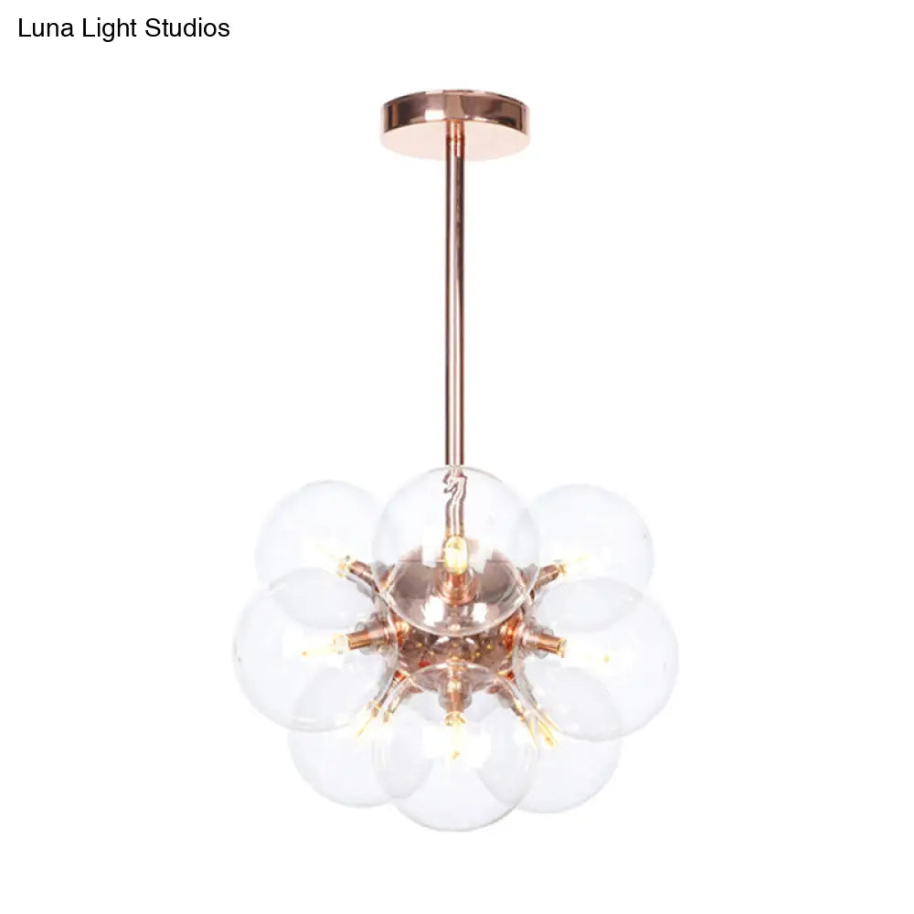 DecorBites™ DecorBites™ Sleek Copper Ceiling Mounted Globe Semi Flush Light with Minimalist White/Green/Blue Glass – 9 Lights