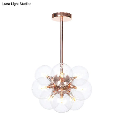 DecorBites™ DecorBites™ Sleek Copper Ceiling Mounted Globe Semi Flush Light with Minimalist White/Green/Blue Glass – 9 Lights