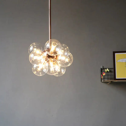 DecorBites™ DecorBites™ Sleek Copper Ceiling Mounted Globe Semi Flush Light with Minimalist White/Green/Blue Glass – 9 Lights