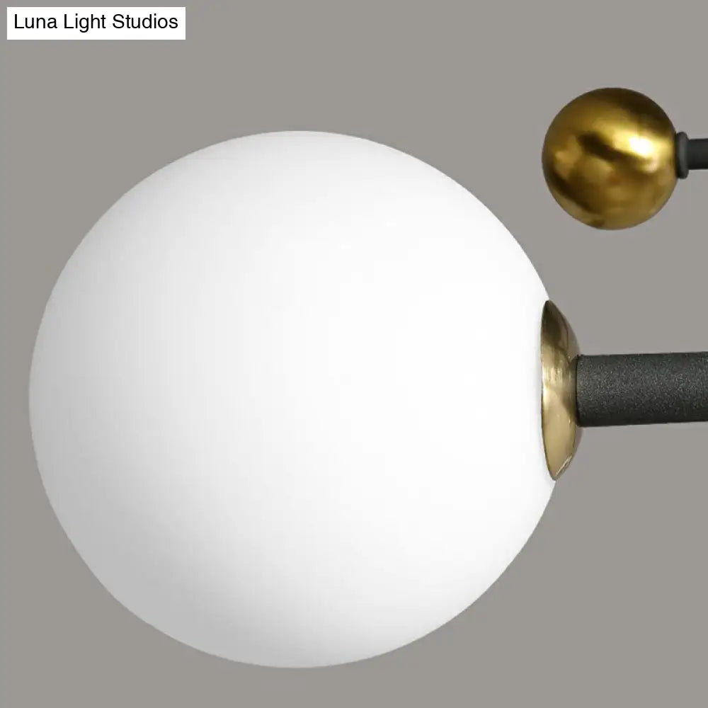 DecorBites™ DecorBites™ Sleek Cream Glass Ball Semi Mount Ceiling Light with Minimalistic Black and Brass Accents for Dining Room