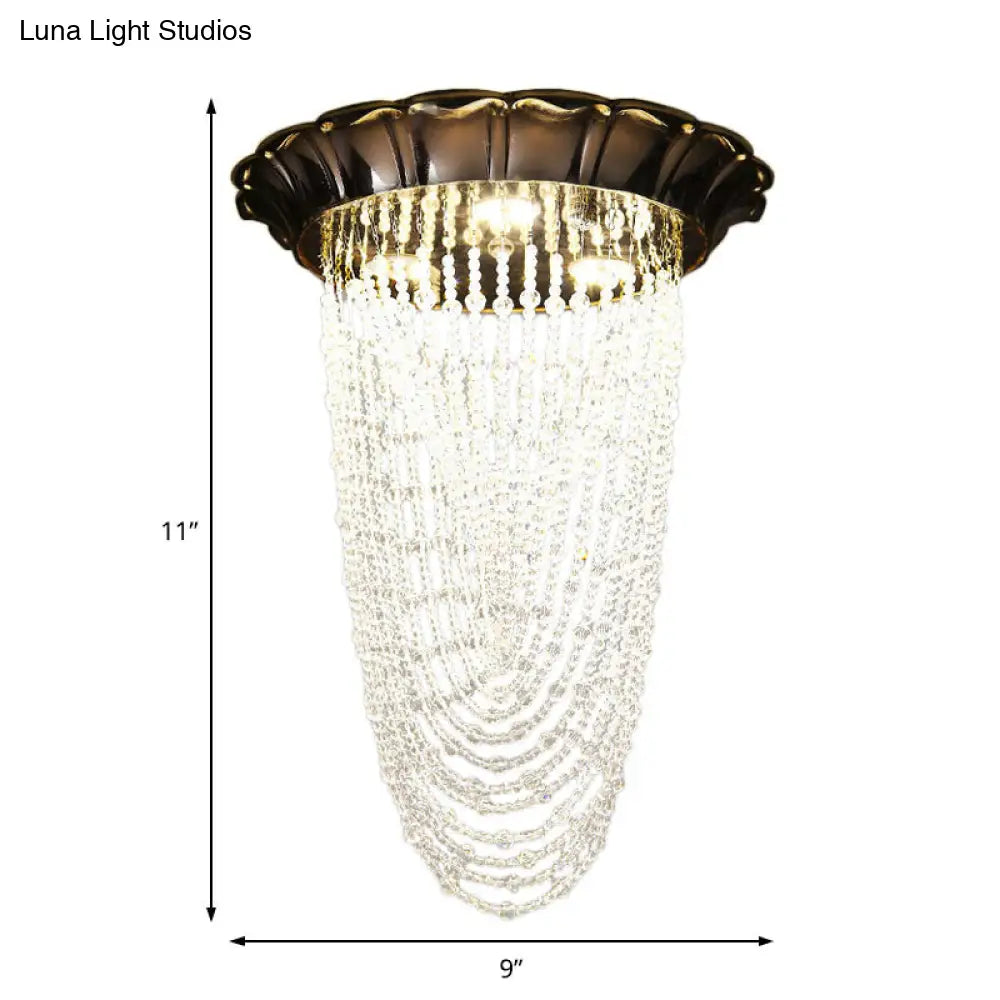 DecorBites™ DecorBites™ Sleek Crystal Chain LED Chrome Ceiling Flush Mount Light with Beaded Detailing