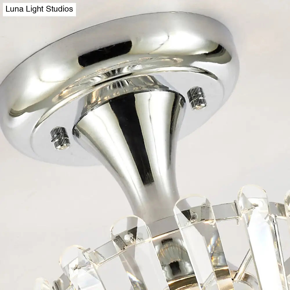 DecorBites™ DecorBites™ Sleek Crystal Kitchen Flush Light: Spiral, Cone, Cylinder Design with Chrome Finish