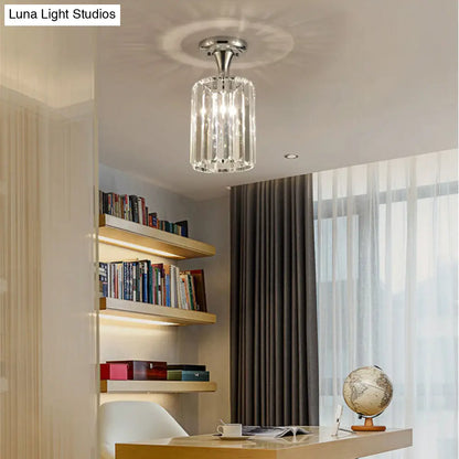 DecorBites™ DecorBites™ Sleek Crystal Kitchen Flush Light: Spiral, Cone, Cylinder Design with Chrome Finish