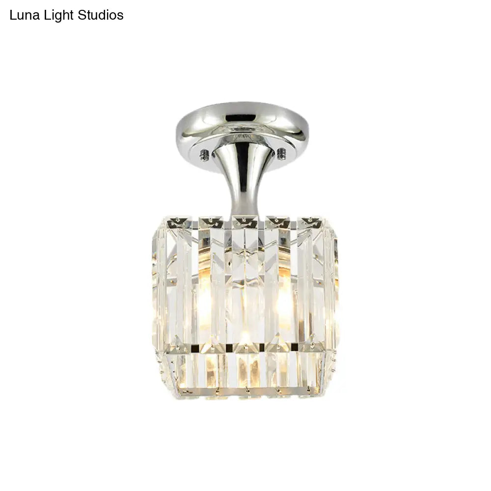 DecorBites™ DecorBites™ Sleek Crystal Kitchen Flush Light: Spiral, Cone, Cylinder Design with Chrome Finish