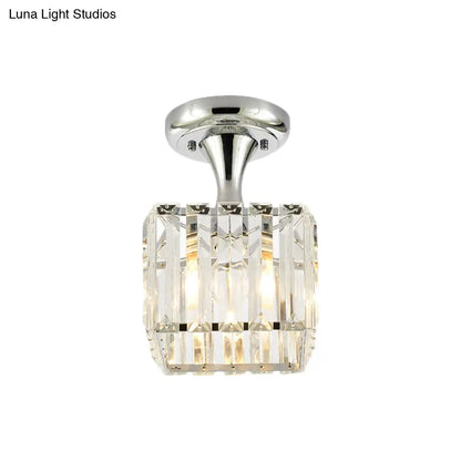 DecorBites™ DecorBites™ Sleek Crystal Kitchen Flush Light: Spiral, Cone, Cylinder Design with Chrome Finish