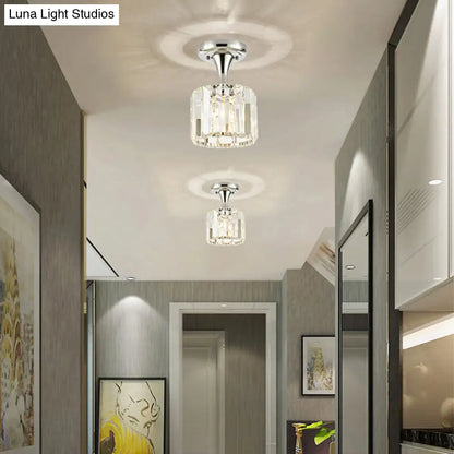 DecorBites™ DecorBites™ Sleek Crystal Kitchen Flush Light: Spiral, Cone, Cylinder Design with Chrome Finish