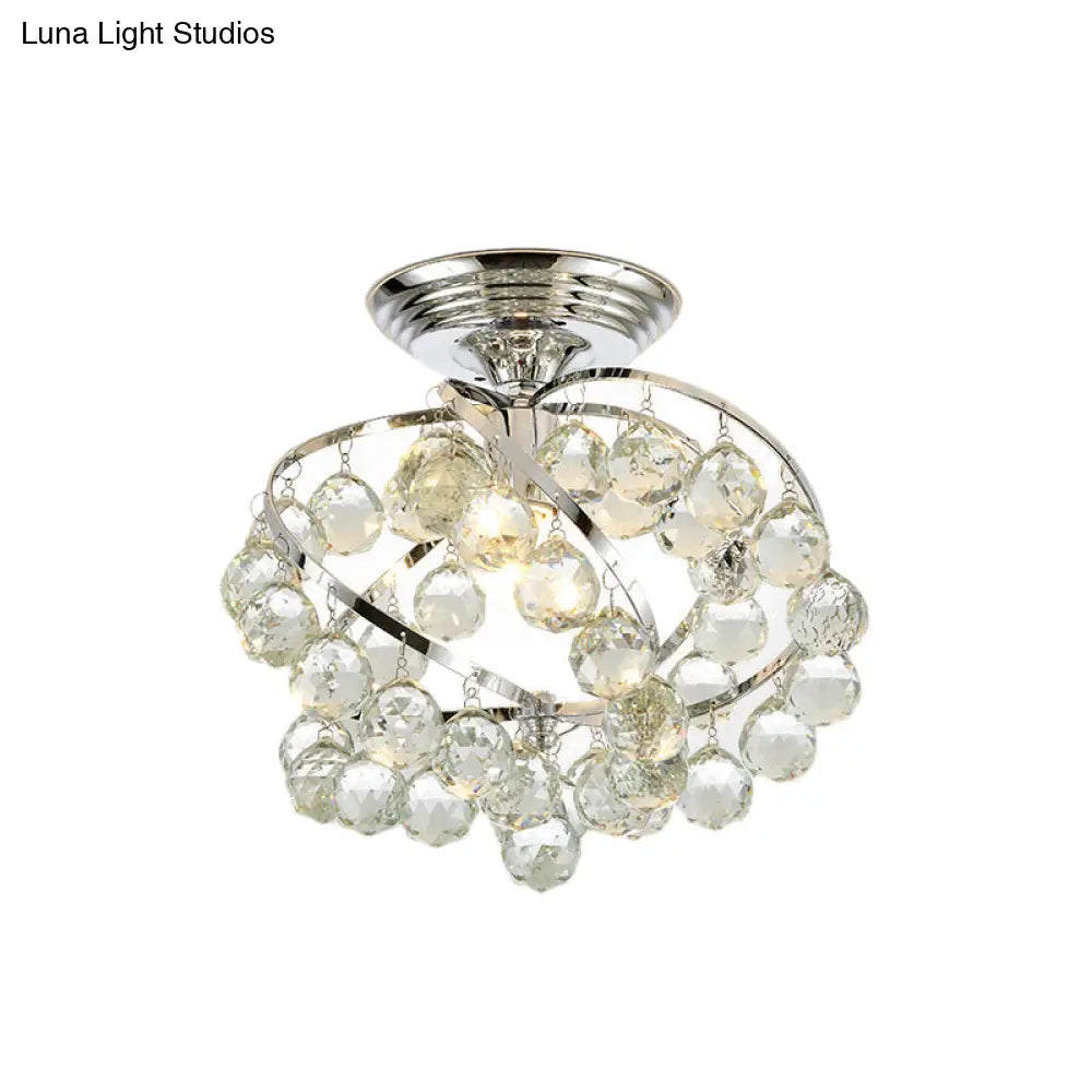 DecorBites™ DecorBites™ Sleek Crystal Kitchen Flush Light: Spiral, Cone, Cylinder Design with Chrome Finish