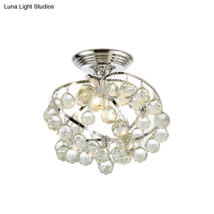 DecorBites™ DecorBites™ Sleek Crystal Kitchen Flush Light: Spiral, Cone, Cylinder Design with Chrome Finish