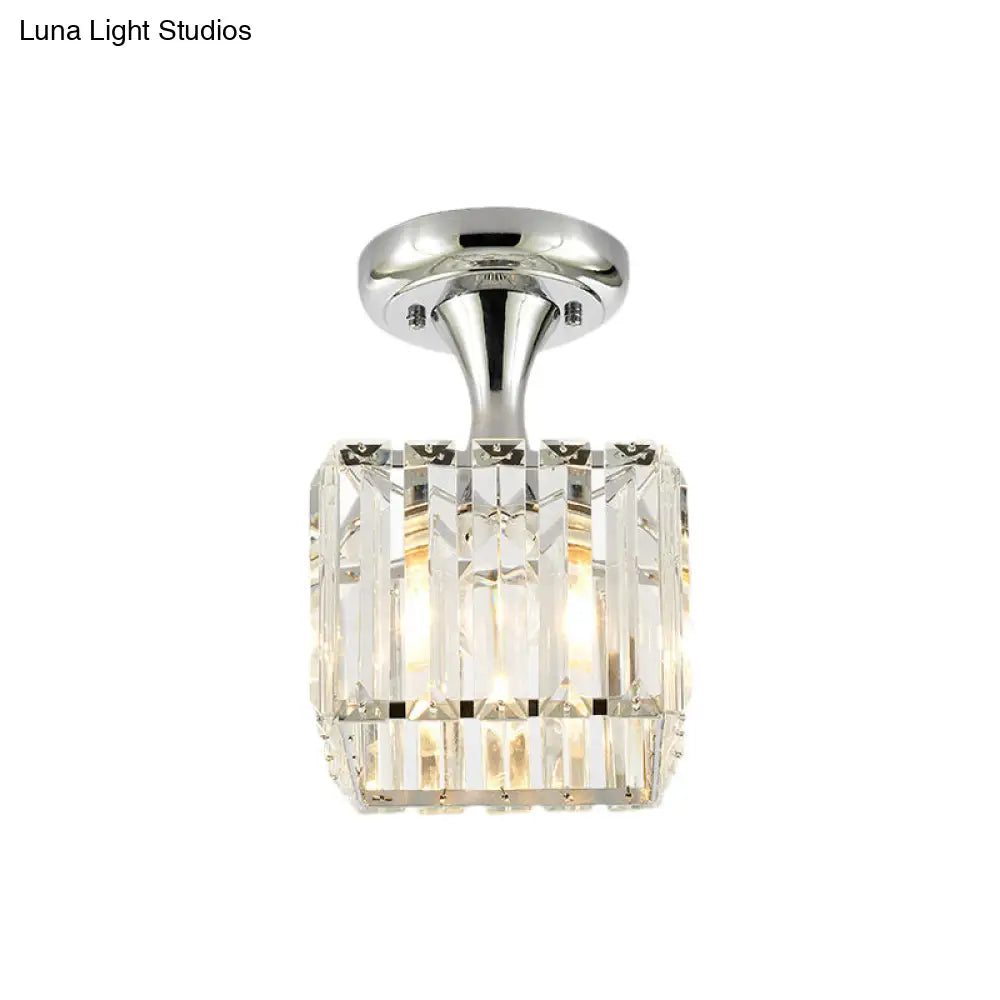 DecorBites™ DecorBites™ Sleek Crystal Kitchen Flush Light: Spiral, Cone, Cylinder Design with Chrome Finish