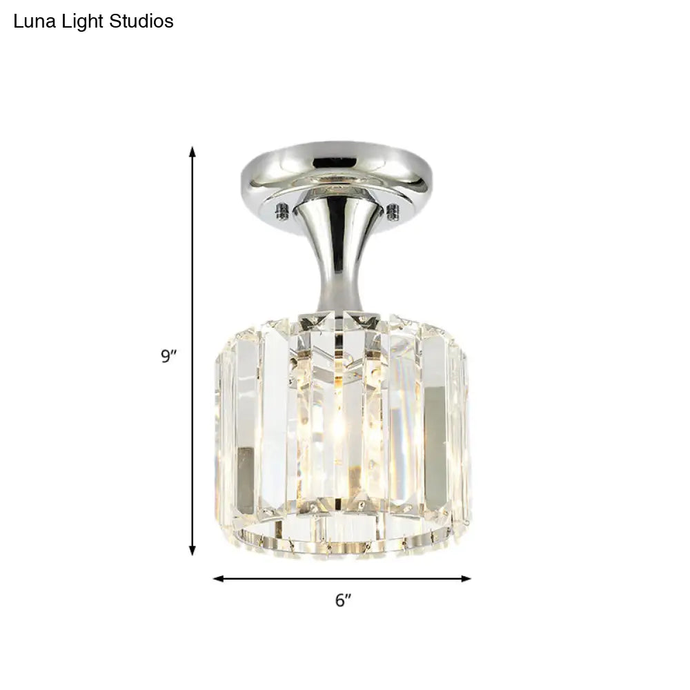 DecorBites™ DecorBites™ Sleek Crystal Kitchen Flush Light: Spiral, Cone, Cylinder Design with Chrome Finish