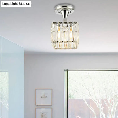 DecorBites™ DecorBites™ Sleek Crystal Kitchen Flush Light: Spiral, Cone, Cylinder Design with Chrome Finish