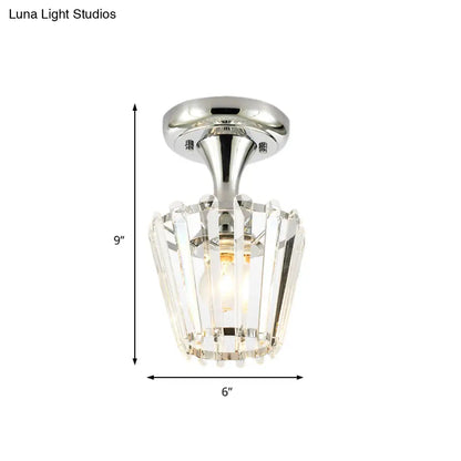 DecorBites™ DecorBites™ Sleek Crystal Kitchen Flush Light: Spiral, Cone, Cylinder Design with Chrome Finish