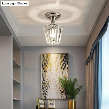 DecorBites™ DecorBites™ Sleek Crystal Kitchen Flush Light: Spiral, Cone, Cylinder Design with Chrome Finish