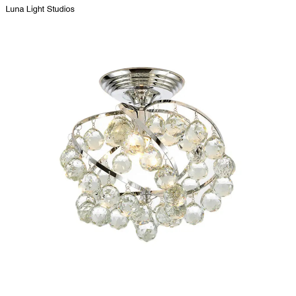 DecorBites™ DecorBites™ Sleek Crystal Kitchen Flush Light: Spiral, Cone, Cylinder Design with Chrome Finish