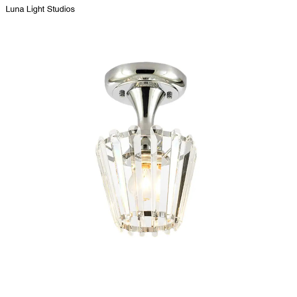 DecorBites™ DecorBites™ Sleek Crystal Kitchen Flush Light: Spiral, Cone, Cylinder Design with Chrome Finish