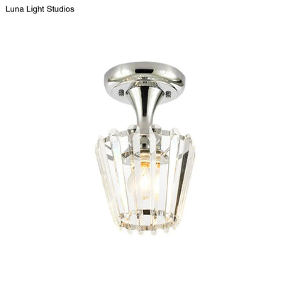 DecorBites™ DecorBites™ Sleek Crystal Kitchen Flush Light: Spiral, Cone, Cylinder Design with Chrome Finish