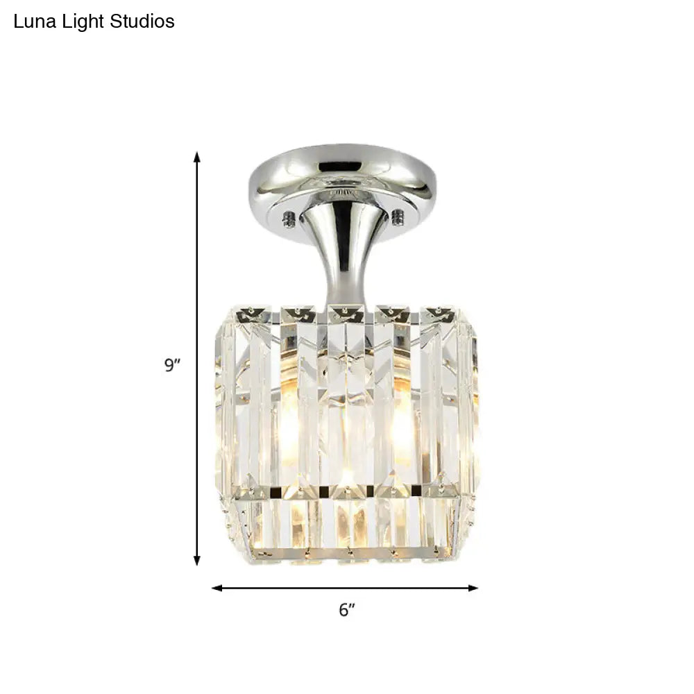 DecorBites™ DecorBites™ Sleek Crystal Kitchen Flush Light: Spiral, Cone, Cylinder Design with Chrome Finish